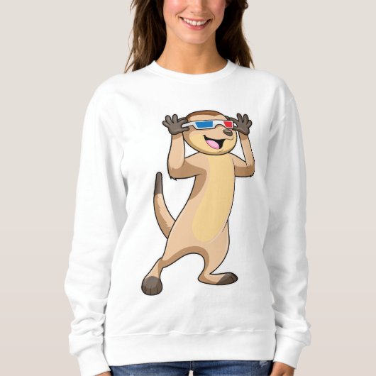 Meerkat mit Brille Sweatshirt (Vorderseite)
