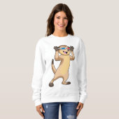 Meerkat mit Brille Sweatshirt (Vorne ganz)