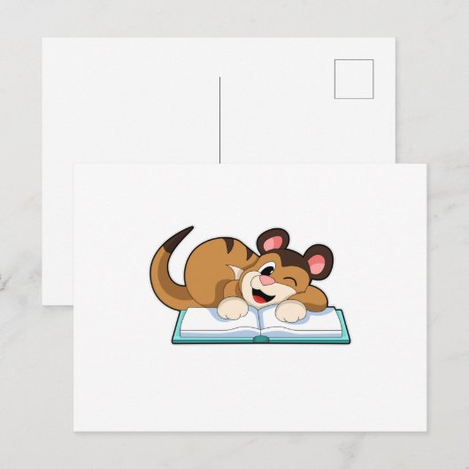 Meerkat mit Buch Postkarte (Vorne/Hinten)