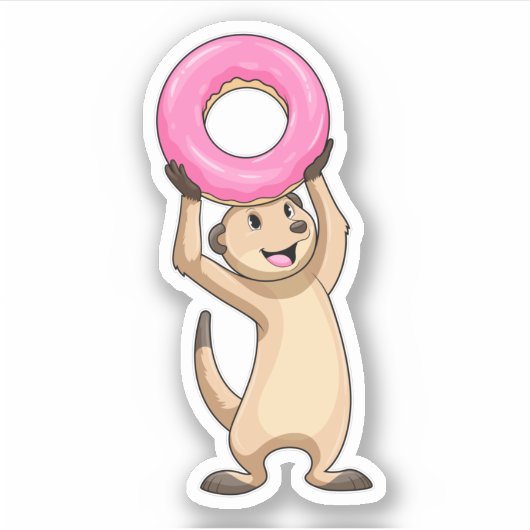 Meerkat mit Donut Aufkleber (Vorderseite)