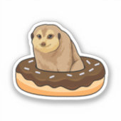 Meerkat mit Donut Aufkleber (Vorderseite)
