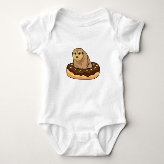 Meerkat mit Donut Baby Strampler (Vorderseite)