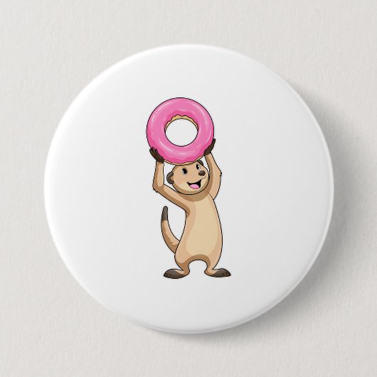 Meerkat mit Donut Button (Vorderseite)