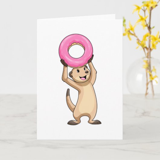 Meerkat mit Donut Karte (Gelbe Blume)