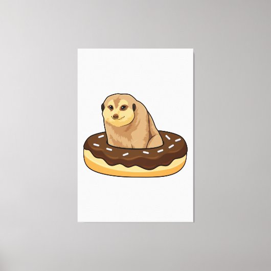 Meerkat mit Donut Leinwanddruck (Vorderseite)