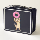Meerkat mit Donut Metall Brotdose (Rückseite)
