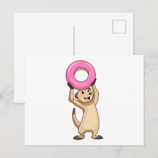 Meerkat mit Donut Postkarte (Vorne/Hinten)