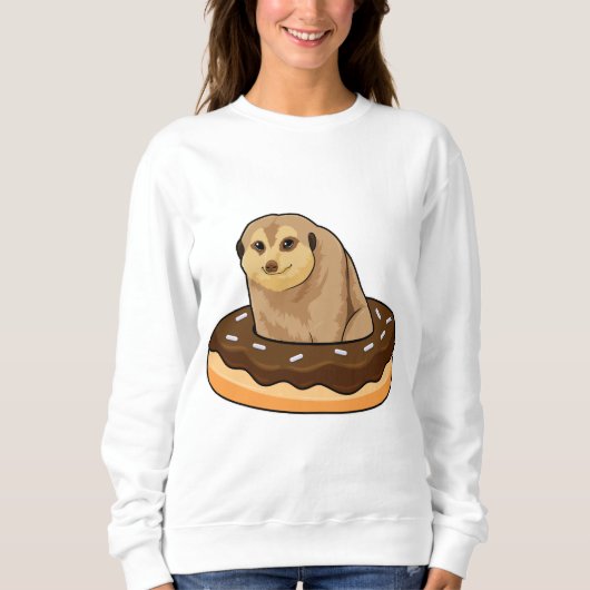 Meerkat mit Donut Sweatshirt (Vorderseite)