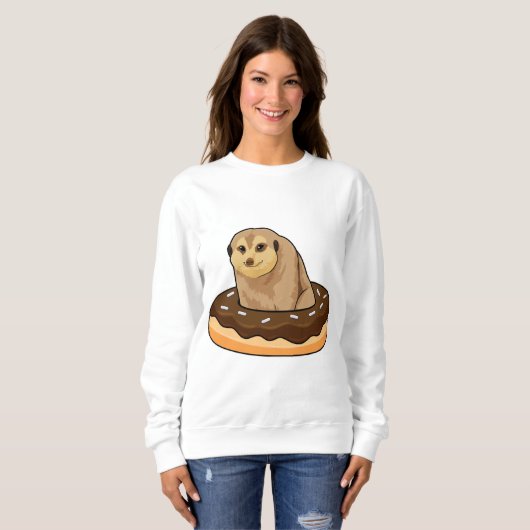 Meerkat mit Donut Sweatshirt (Vorne ganz)