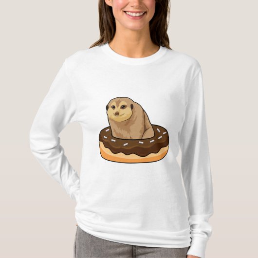 Meerkat mit Donut T-Shirt (Vorderseite)