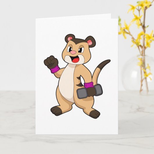 Meerkat mit Dumbell Karte (Gelbe Blume)