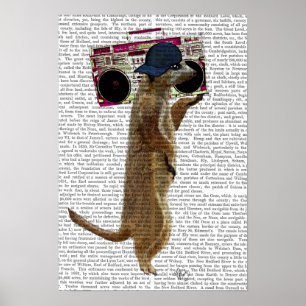 Meerkat mit Ghettoblaster-Getto-Bläser Poster