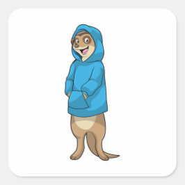 Meerkat mit Hoodie Quadratischer Aufkleber
