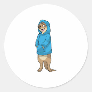 Meerkat mit Hoodie Runder Aufkleber
