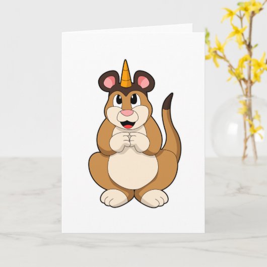 Meerkat mit Horn Karte (Gelbe Blume)