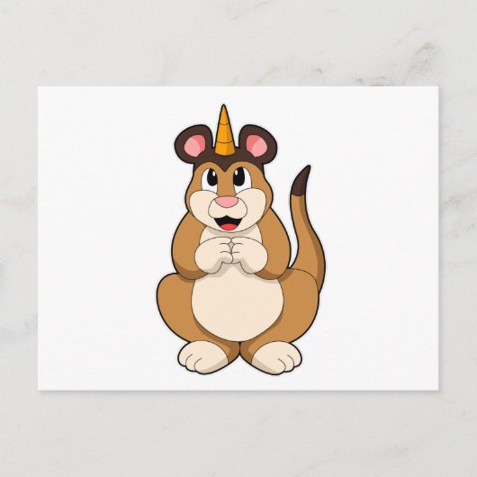 Meerkat mit Horn Postkarte (Vorderseite)