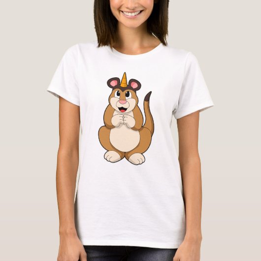 Meerkat mit Horn T-Shirt (Vorderseite)