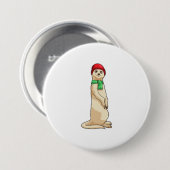 Meerkat mit Hut und Scarf Button (Vorne & Hinten)