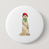 Meerkat mit Hut und Scarf Button (Vorderseite)