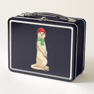 Meerkat mit Hut und Scarf Metall Brotdose