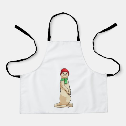 Meerkat mit Hut und Scarf Schürze (Vorderseite)