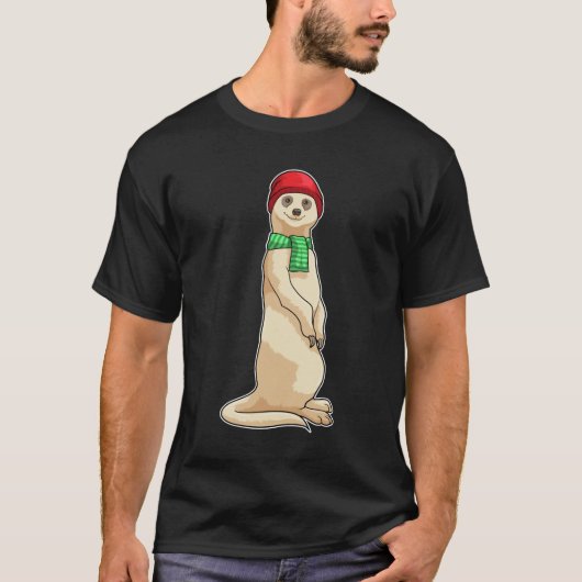 Meerkat mit Hut und Scarf T-Shirt (Vorderseite)