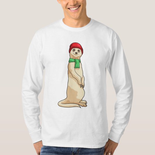 Meerkat mit Hut und Scarf T-Shirt (Vorderseite)