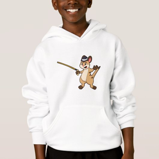 Meerkat mit Hut & Walking-Stock Hoodie (Vorderseite)