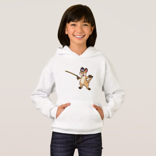 Meerkat mit Hut & Walking-Stock Hoodie (Vorne ganz)