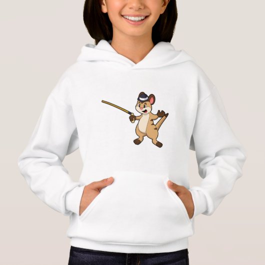 Meerkat mit Hut & Walking-Stock Hoodie (Vorderseite)