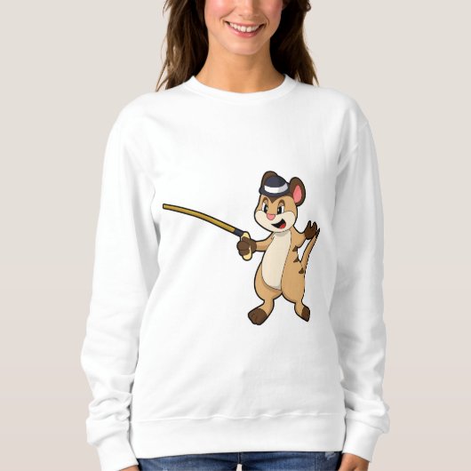 Meerkat mit Hut & Walking-Stock Sweatshirt (Vorderseite)