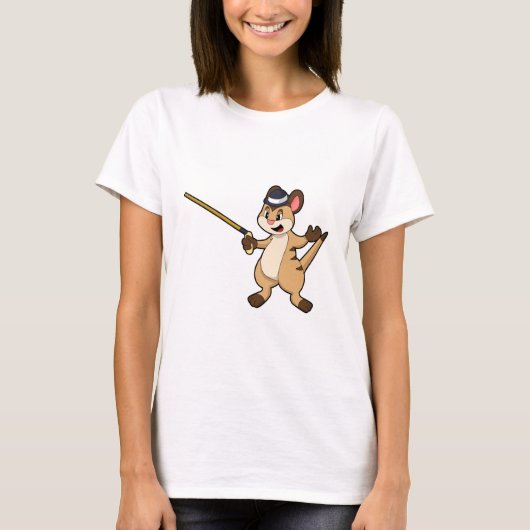 Meerkat mit Hut & Walking-Stock T-Shirt (Vorderseite)