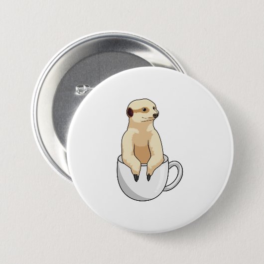 Meerkat mit Kaffee-Cup Button (Vorne & Hinten)