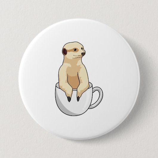 Meerkat mit Kaffee-Cup Button (Vorderseite)