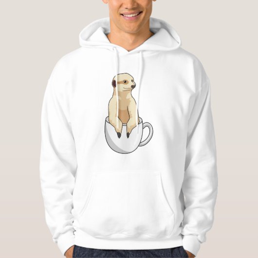 Meerkat mit Kaffee-Cup Hoodie (Vorderseite)