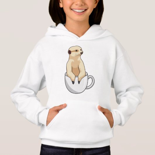 Meerkat mit Kaffee-Cup Hoodie (Vorderseite)