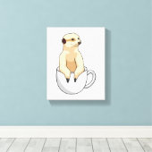 Meerkat mit Kaffee-Cup Leinwanddruck (Insitu (Holzboden))