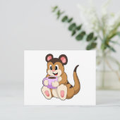 Meerkat mit Kaffee-Cup Postkarte (Stehend Vorderseite)