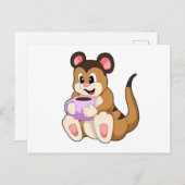 Meerkat mit Kaffee-Cup Postkarte (Vorne/Hinten)