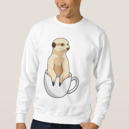 Meerkat mit Kaffee-Cup Sweatshirt (Vorderseite)