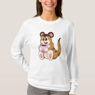 Meerkat mit Kaffee-Cup T-Shirt