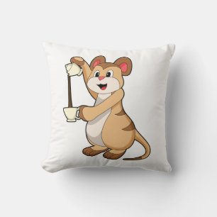 Meerkat mit Kaffeekanne und Kaffee.PNG Kissen