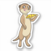 Meerkat mit Pizza Aufkleber (Vorderseite)