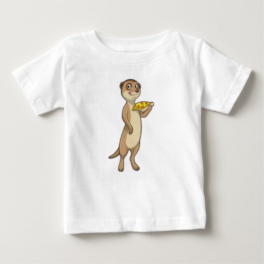 Meerkat mit Pizza Baby T-shirt (Vorderseite)