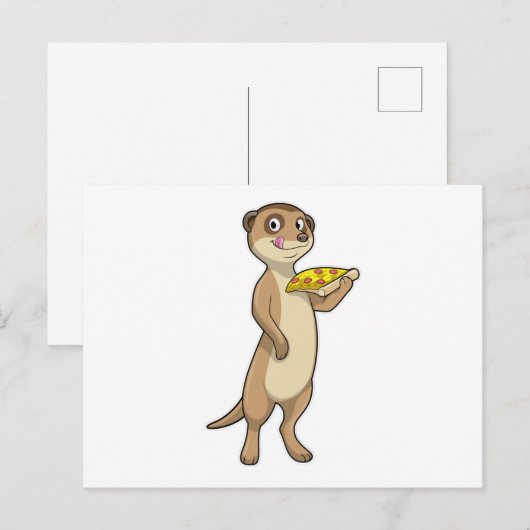 Meerkat mit Pizza Postkarte (Vorne/Hinten)