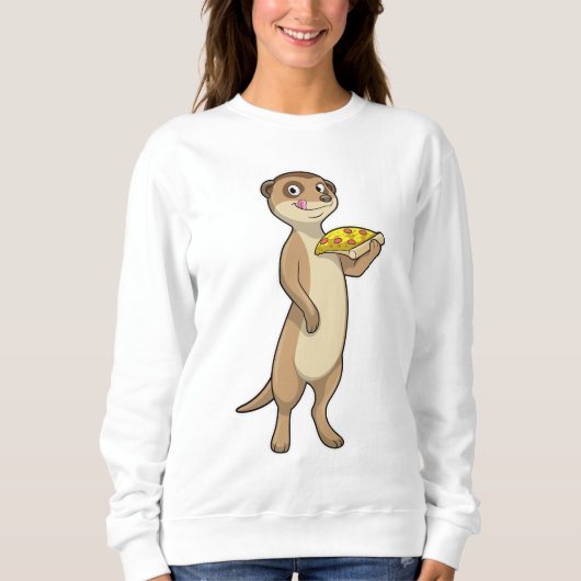 Meerkat mit Pizza Sweatshirt (Vorderseite)