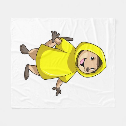 Meerkat mit Raincoat Fleecedecke (Vorderseite (Horizontal))