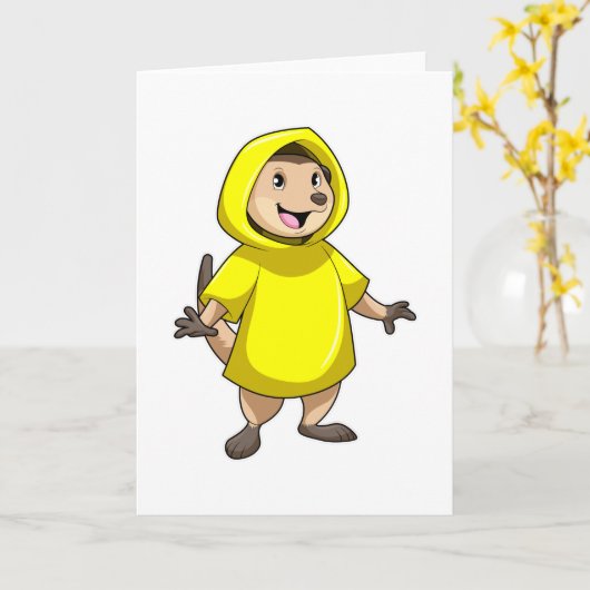 Meerkat mit Raincoat Karte (Gelbe Blume)