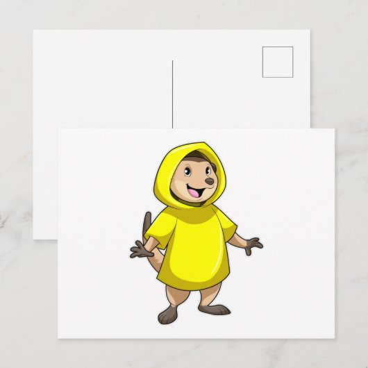 Meerkat mit Raincoat Postkarte (Vorne/Hinten)