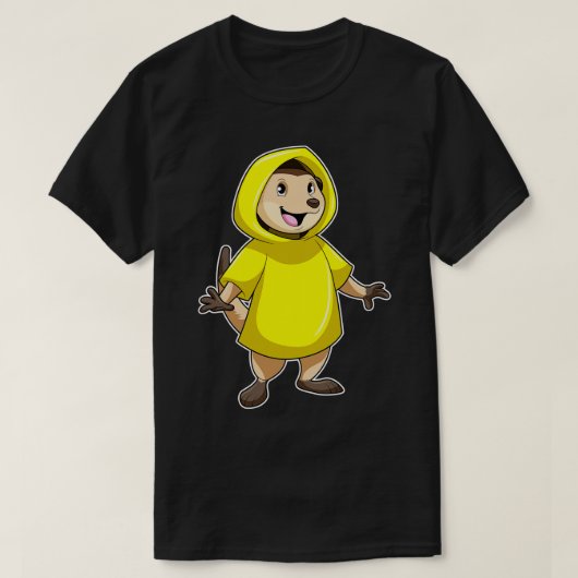 Meerkat mit Raincoat T-Shirt (Design vorne)